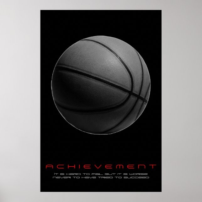 Black White Motivational Achievement Basketball Poster (Framsidan)