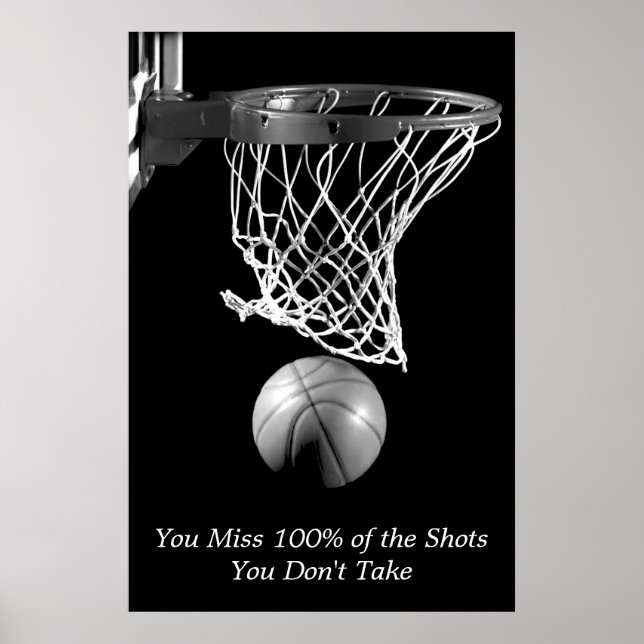 Black White Motivational Basketball Sport Poster (Framsidan)