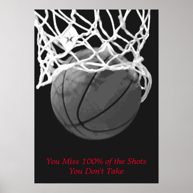 Black White Motivational Basketball Sport Poster (Framsidan)