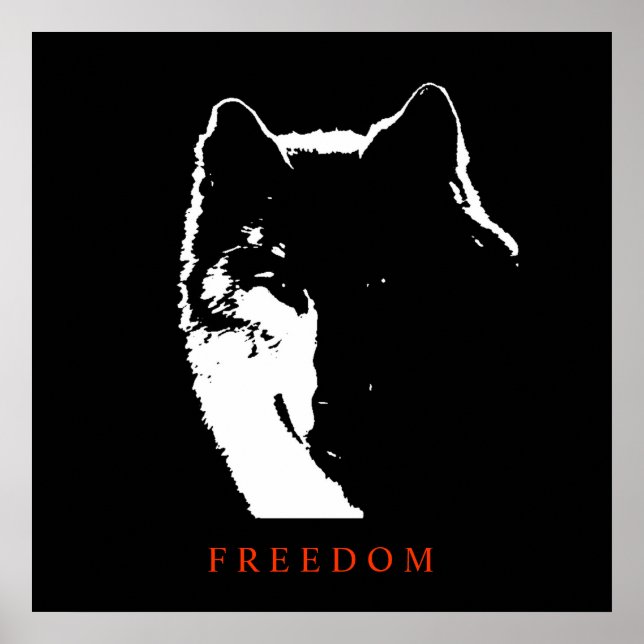 Black White Motivational Freedom Varg Poster (Framsidan)