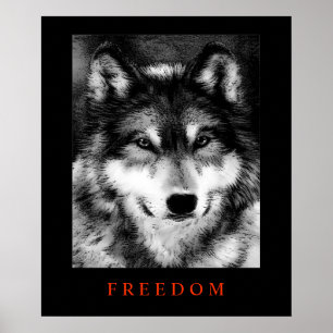 Black White Motivational Freedom Varg Poster Skriv