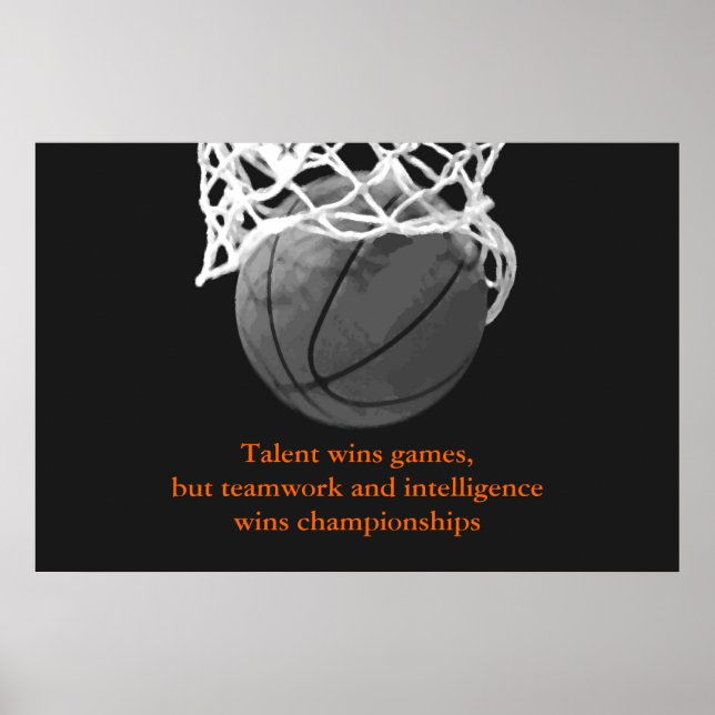 Black White Motivational Quote Basketball Poster (Framsidan)