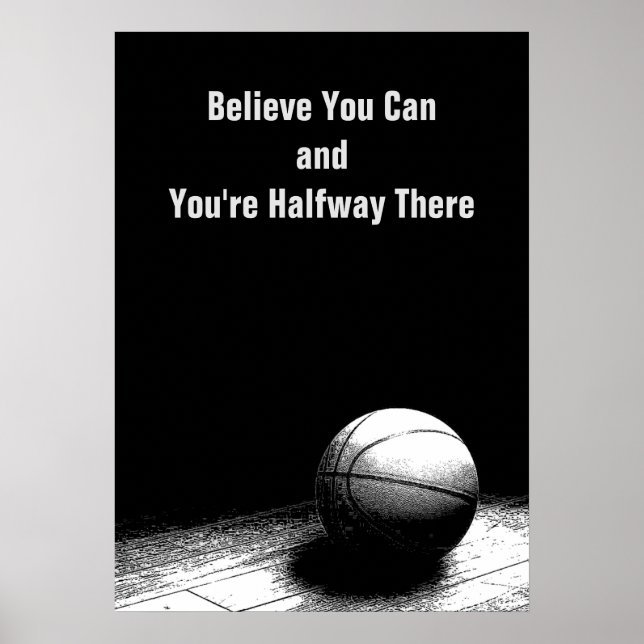 Black White Motivational Quote Basketball Poster (Framsidan)