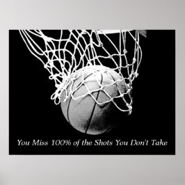 Black White Motivational Quote Basketball Poster