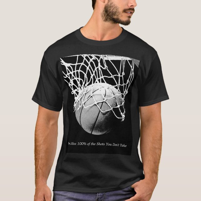 Black White Motivational Quote Basketball T Shirt (Framsida)