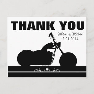 Black White Motorcycle Biker Silhouette Tack Vykort