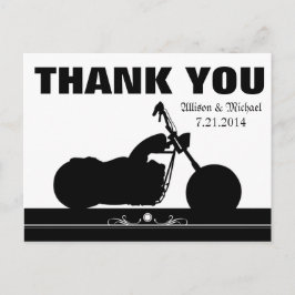 Black White Motorcycle Biker Silhouette Tack Vykort