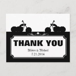 Black White Motorcycle Biker Silhouette Tack Vykort