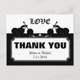 Black White Motorcycle Biker Silhouette Tack Vykort