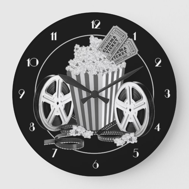 Black & White Movie Classic Round Stor Klocka (Framsida)