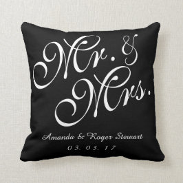 Black & White Mr och Bröllop Pillow Kudde