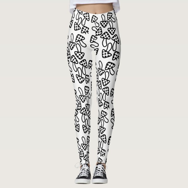Black & White Mushroom Leggings (Framsida)