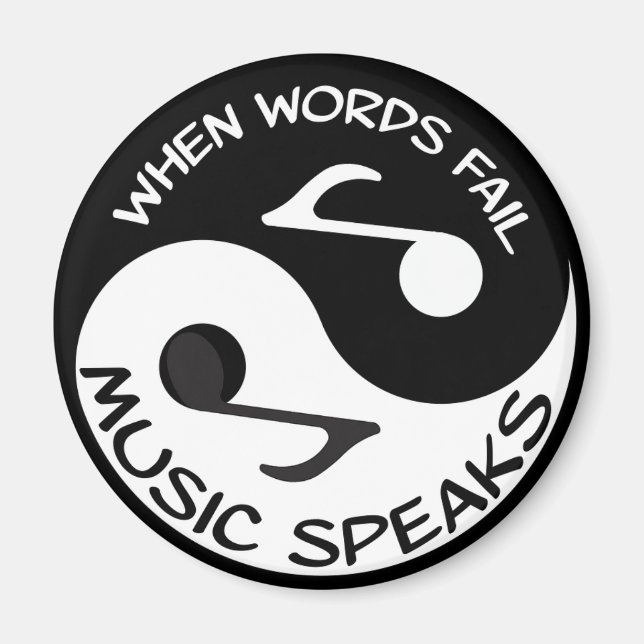 Black White Music Note Modern Musical Magnet (Framsidan)