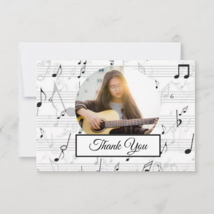 Black White Music Note Mönster Musician Photo Tack Kort