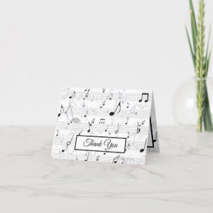 Black White Music Note Mönster Theme Musician Tack Kort