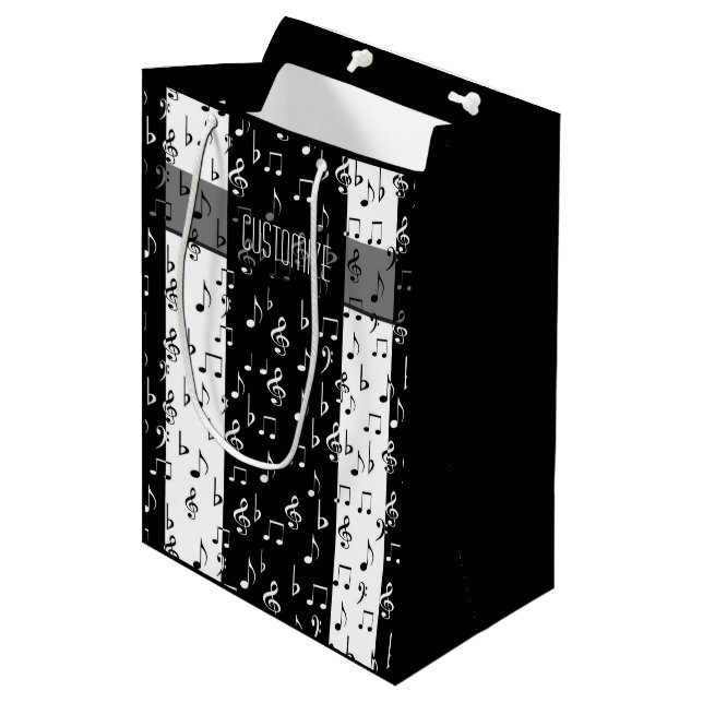 Black & White Musical Rand Gift Bag (Framsidan Vinklad)