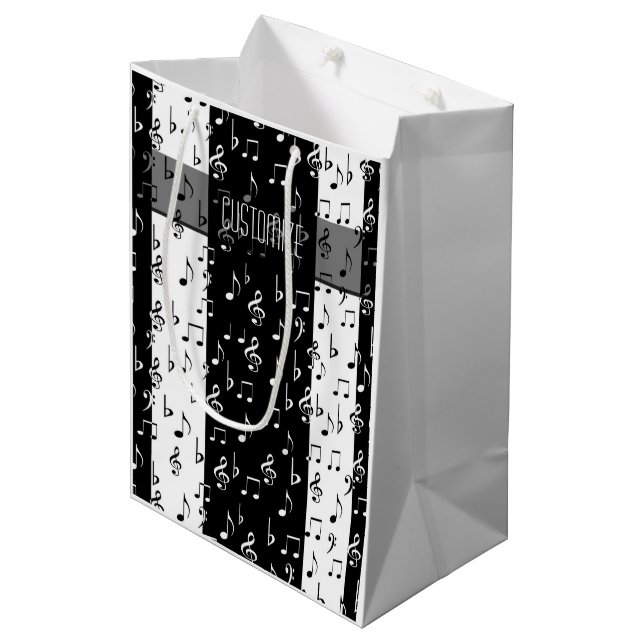 Black & White Musical Rand Gift Bag 2 (Framsidan Vinklad)