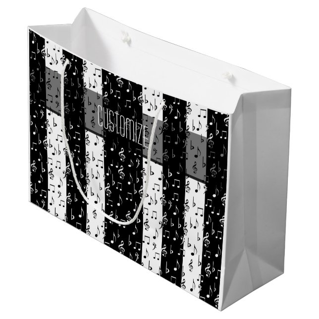 Black & White Musical Rand Large Gift Bag (Framsidan Vinklad)