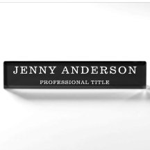 Black White Namn och Title Desk Namn Plate