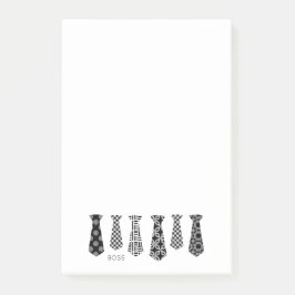 Black White Neck Tie-kontoret arbetar hos honom Ch Post-it Block
