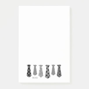 Black White Neck Tie-kontoret arbetar hos honom Ch Post-it Block