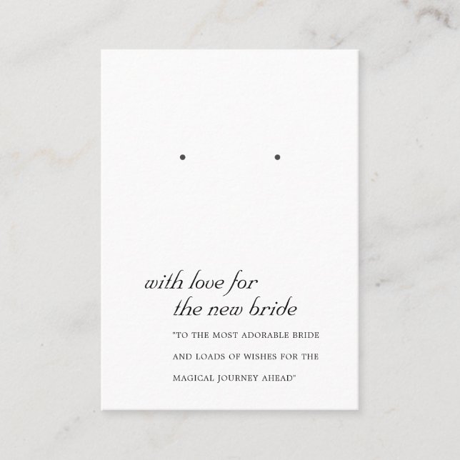 BLACK WHITE NEW BRIDE GIFT EARRING VISNING CARD PLACERINGSKORT (Framsida)