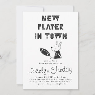 Black & White New Player i eget pojkbabyduschar Inbjudningar
