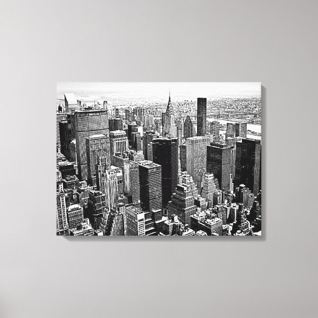 Black & White New York City Artwork Wrapped Canvas (Framsida)