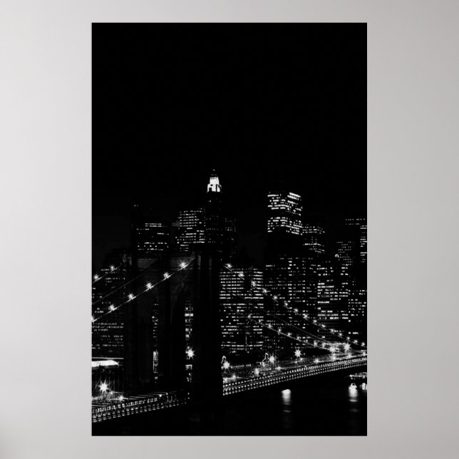 Black & White New York City Brooklyn Bridge Poster (Framsidan)
