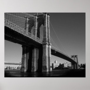 Black & White New York City Brooklyn Bridge Poster