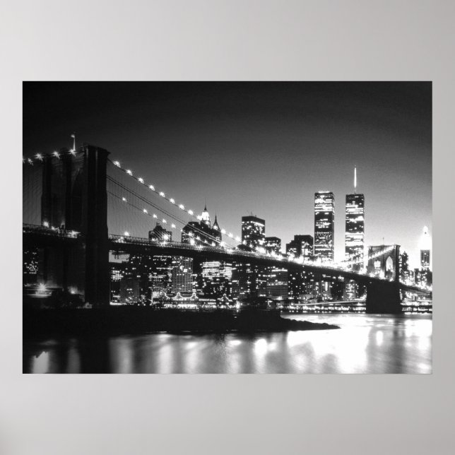 Black White New York City Brooklyn Bridge Poster (Framsidan)