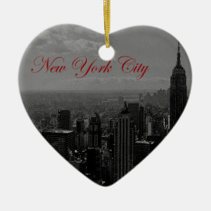 Black White New York City Julgransprydnad Keramik