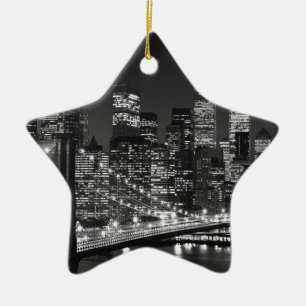 Black & White New York City Julgransprydnad Keramik