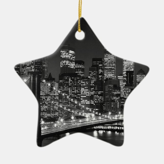 Black & White New York City Julgransprydnad Keramik (Framsidan)