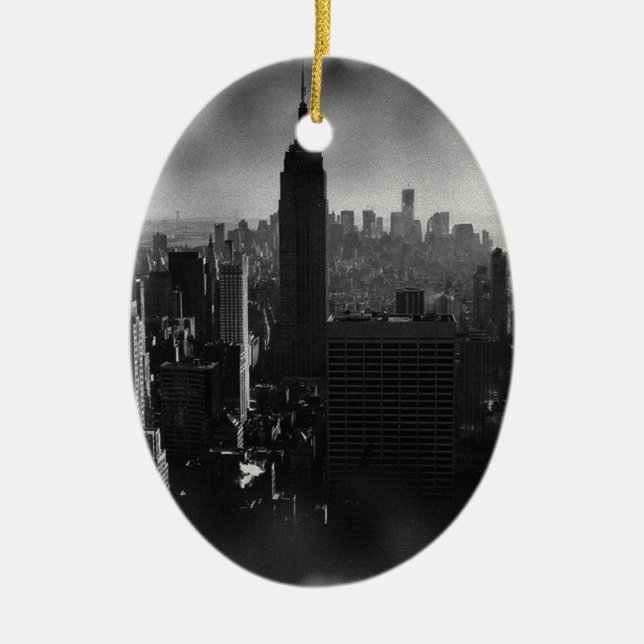 Black & White New York City Julgransprydnad Keramik (Framsidan)