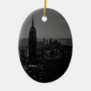 Black White New York City Julgransprydnad Keramik