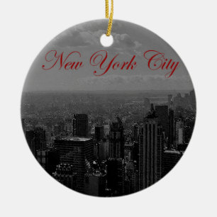 Black White New York City Julgransprydnad Keramik
