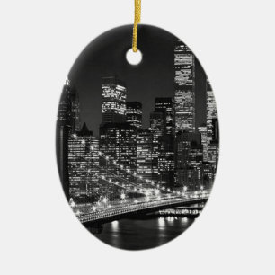 Black & White New York City Julgransprydnad Keramik