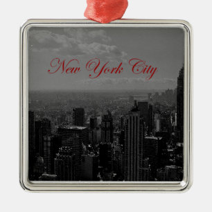 Black White New York City Julgransprydnad Metall