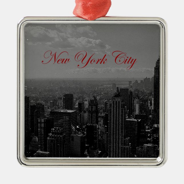 Black White New York City Julgransprydnad Metall (Framsidan)