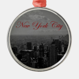 Black White New York City Julgransprydnad Metall