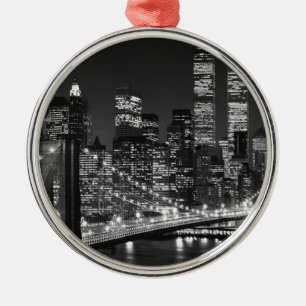 Black & White New York City Julgransprydnad Metall