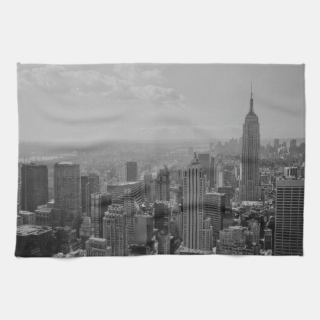 Black & White New York City Kökshandduk (Horisontell)