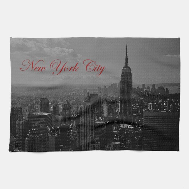 Black White New York City Kökshandduk (Horisontell)