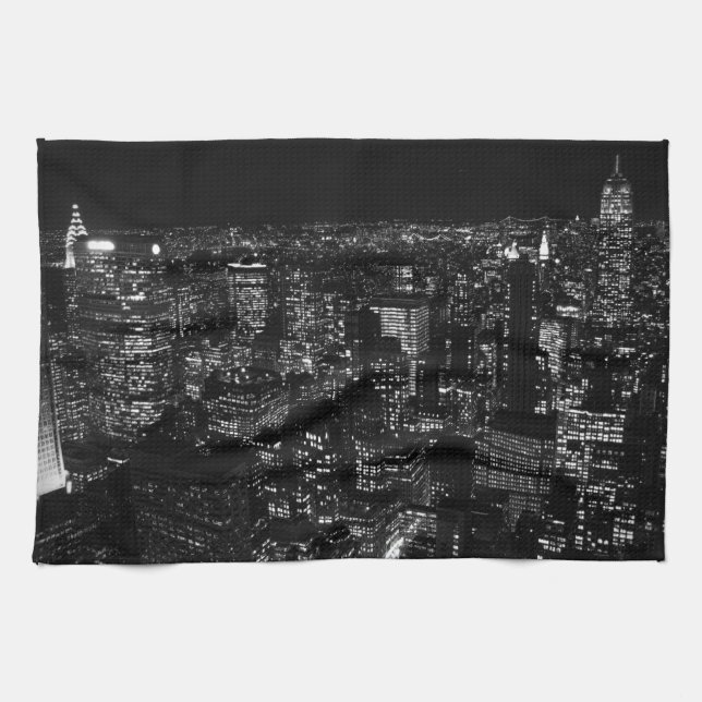 Black & White New York City Kökshandduk (Horisontell)