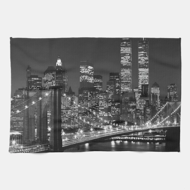 Black & White New York City Kökshandduk (Horisontell)