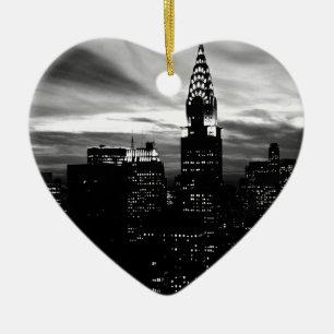 Black & White New York City Midtown Julgransprydnad Keramik