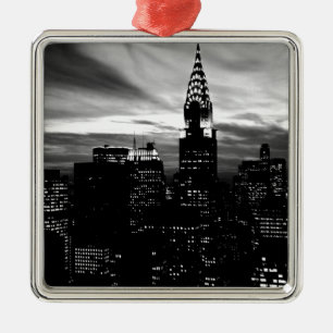 Black & White New York City Midtown Julgransprydnad Metall