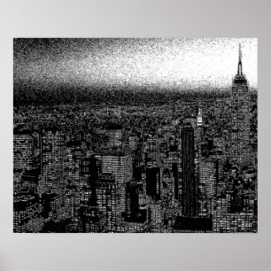 Black White New York City Natt Artwork Poster