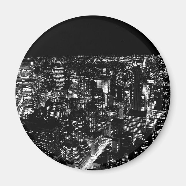 Black & White New York City Night Magnet (Framsidan)